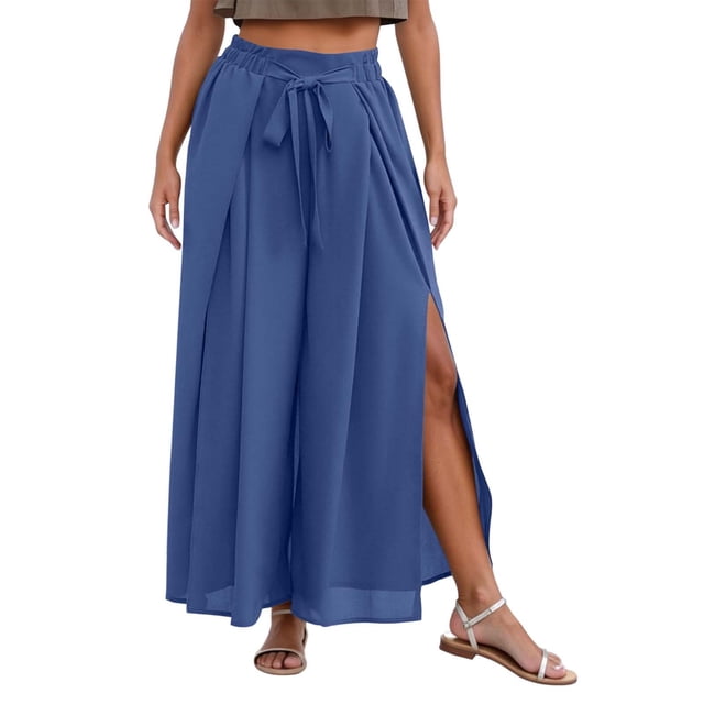 Pantalones palazzo anchos para mujer: pantalones elásticos y flexibles con cintura elástica para primavera/verano/otoño