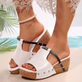 thumbnail image 4 of IUJSOY Womens Sandals Fashion Slip on Shoes Peep Toe Platform Chunky Sandals Wedges Heels for Women, 4 of 8