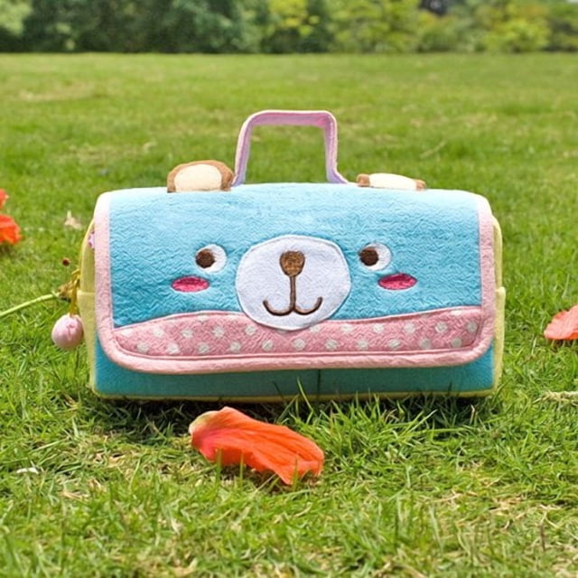 Bolsa de cosméticos Blancho Bedding Blue Bear bordada