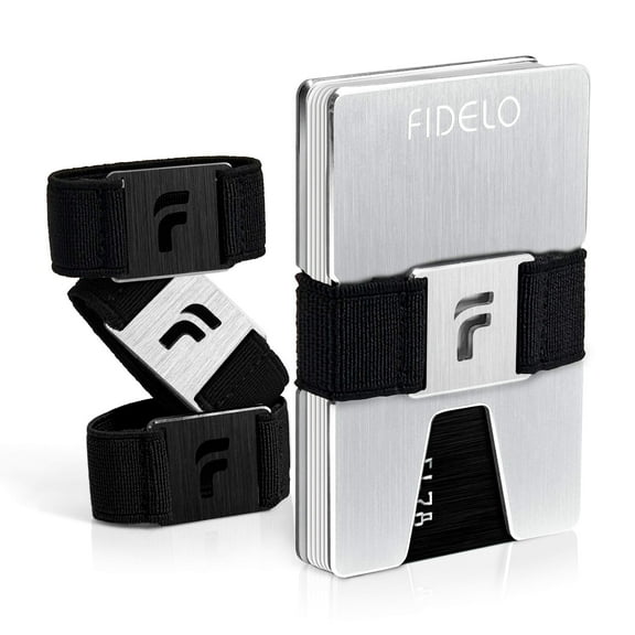 Fidelo Minimalist Wallet for Men Slim Credit Card Holder Money Clip RFID Blocking