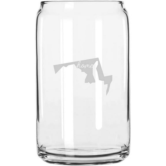 Maryland Home States Etched 16oz Libbey Can Glass