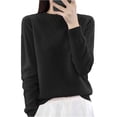 thumbnail image 3 of Oksale Knit Sweaters for Women Trendy High Neck Pullover Shirts Soft Comfy Long Sleeve Fall Tops Black 2XL, 3 of 6