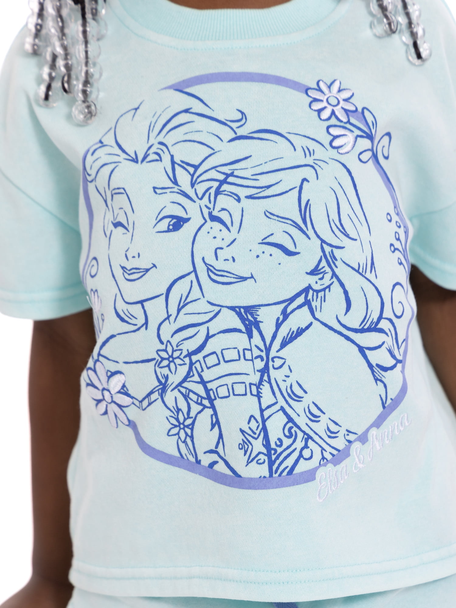 Frozen Toddler Girls' Short Sleeve Graphic Tee and Matching Ruffle Shorts Set, 2-Piece, Sizes 12M-5T