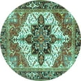 thumbnail image 1 of Ahgly Company Machine Washable Indoor Round Persian Turquoise Blue Traditional Area Rugs, 7' Round, 1 of 4