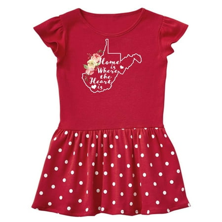 

Inktastic West Virginia Home is Where The Heart is with Watercolor Floral Gift Baby Girl Dress