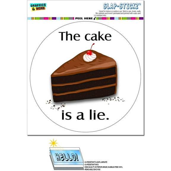 The Cake is a Lie - Piece of Cake Dessert Food Nerd Geek Gamer Circle SLAP-STICKZ(TM) Premium Sticker