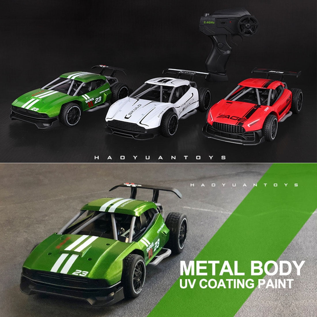 1/24 Scale Mini RC Drift Car for Adults, 2.4G 4WD RC Racing Car with Alloy Body & Glossy Metal Shell, 15+ KM/H Remote Control Vehicle for Teens and Adults - RTR