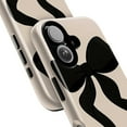 thumbnail image 2 of Minimalist Black Bow iPhone Case, Neutral Beige Aesthetic Girly Phone Cover, Chic Ribbon Design for iPhone 16 15 14 13 12 11 Pro Max Plus Mini, 2 of 6
