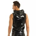 thumbnail image 3 of Men Sexy Leather Tank Top, Shiny PVC Leather, Hoodies Shirts Sleeveless, Male Glossy Leather Vest, 3 of 9