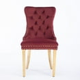 thumbnail image 4 of Set of 2 Velvet Kitchen Chairs, Tufted Upholstered Dining Room Chairs with High Back, Nailhead Trim & Solid Wood Legs, Modern Dining Chair for Living Room Kitchen, Accent Armless Side Chair, Burgundy, 4 of 9