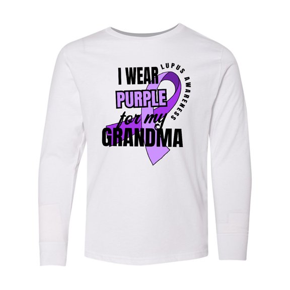 Inktastic I Wear Purple For My Grandma Lupus Awareness Long Sleeve Youth T-Shirt
