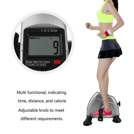Mini Pedal Exerciser Bike Stationary Bike Indoor Health Fitness Exercise Cycle Leg,Arm W LCD Sreen,Cardio Workout Fitness Home Gym White