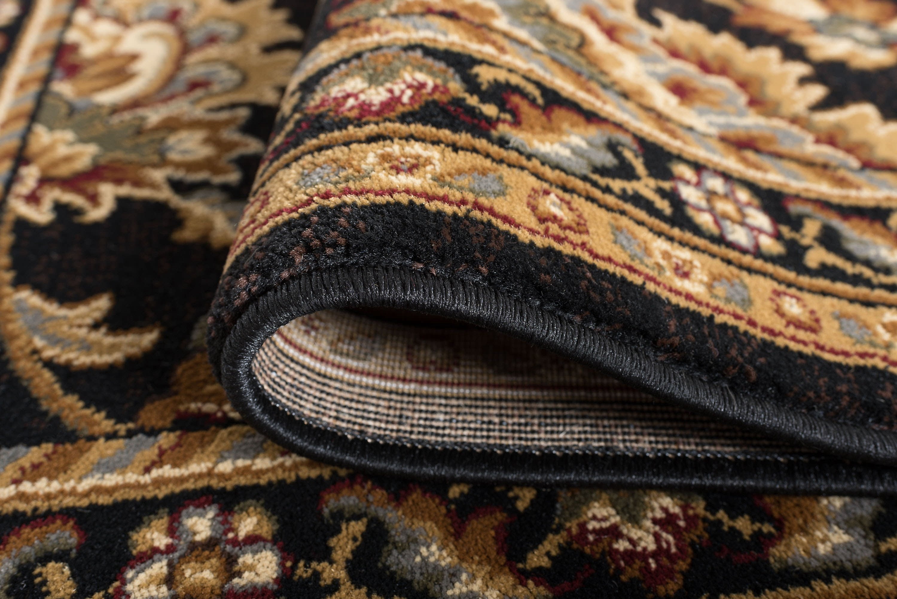 Traditional Area Rug (7'11'' Octagon) Border Black, Gold Indoor Octagon Easy to Clean