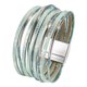 thumbnail image 1 of Pulsera rígida para mujer de cuero sintético PU, duradera, versátil, fácil de usar, multicapa. Azul menta, 1 of 9