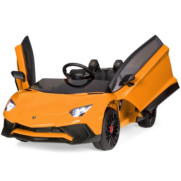 Best Choice Products Kids 12v Ride On Lamborghini Aventador Sv Sports Car Toy W Parent Control Aux Cable Orange Walmart Com Walmart Com