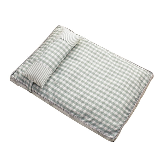 Sofá cama para perros extraíble lavable 4 estaciones universal cómoda cama para gatos a cuadros suaves para suministros para mascotas verde claro M