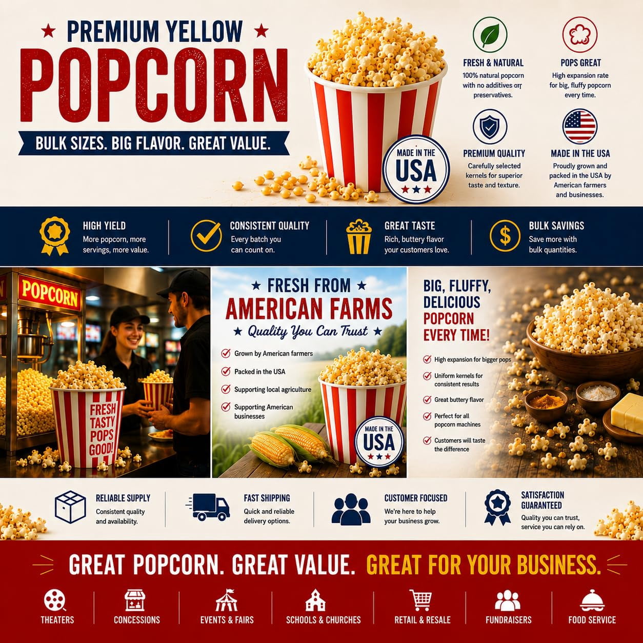 Rani Popcorn Kernels 40lbs (640oz) 18.14kg Bulk Box, Perfect for Stovetop, Microwave & Popcorn Machines ~ All Natural | Gluten Friendly | Vegan | NON-GMO | Kosher