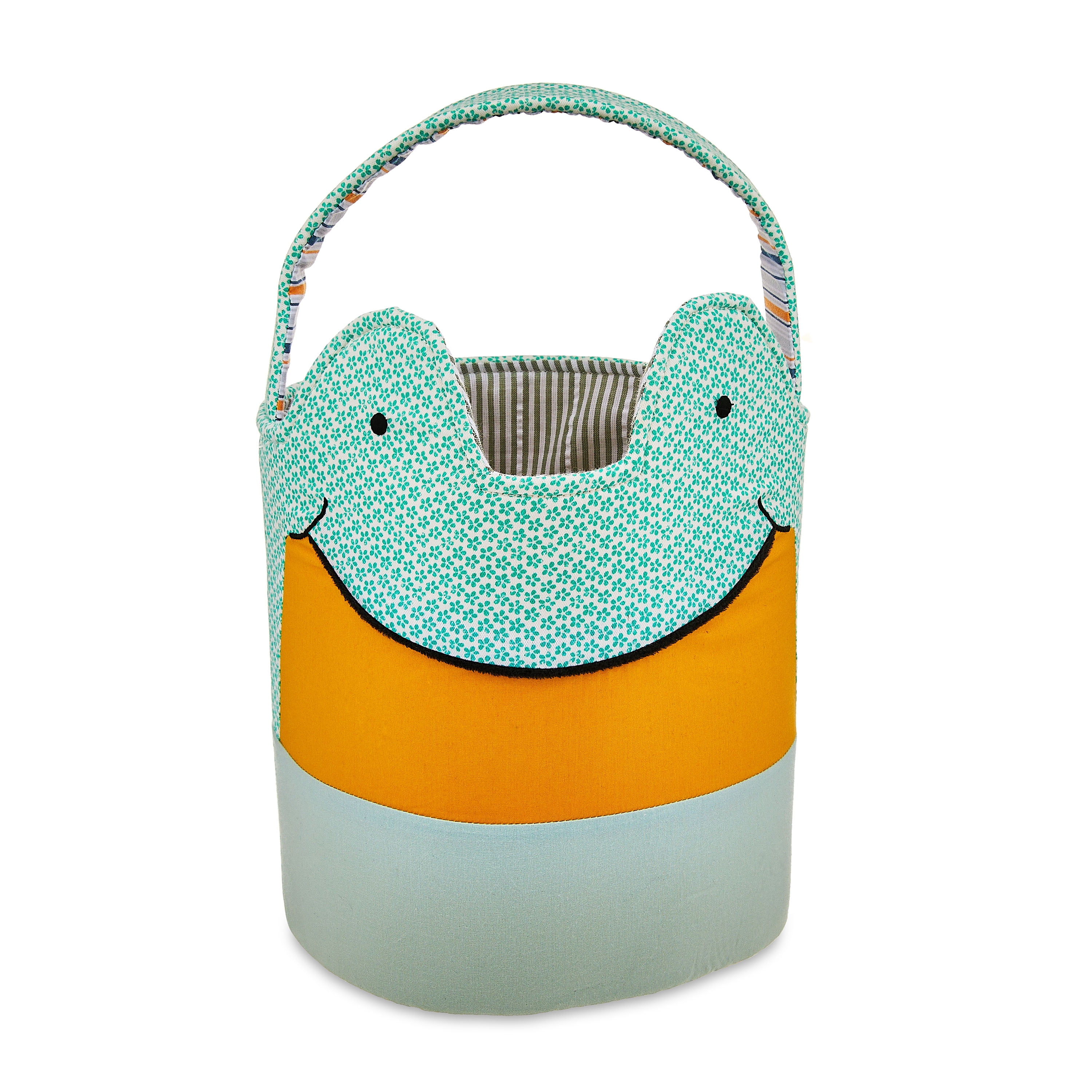 Green Frog Plush Easter Basket, 8 inch , Kipekee, Upcycled Plush Basket