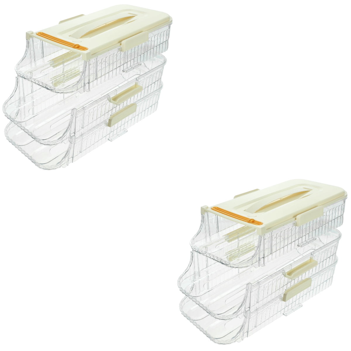 Raindrops 2pcs Egg Holder Automatic Scrolling Egg Box Holder Slide Egg Tray Carrier Refrigerator Egg Holder(3 Layers)