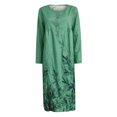 thumbnail image 4 of ICHUANYI Liquidación Moda Mujer Verano Impresión Causal V-Cuello Botón Manga Larga Bolsillos De Vacaciones Vestido ICHUANYI WER202308232285, 4 of 5