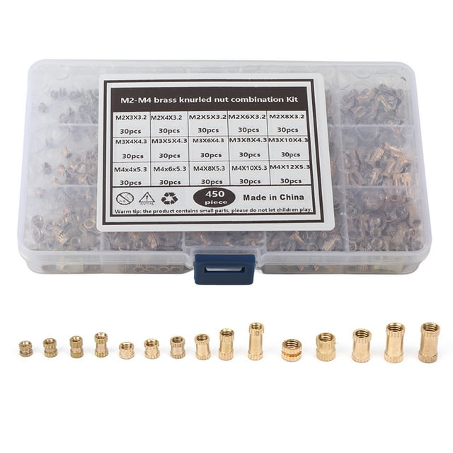 Brass Insert Nut, Small Knurled Brass Nut, For Injection Molding M2/M3/M4 Metal Springs 450Pcs