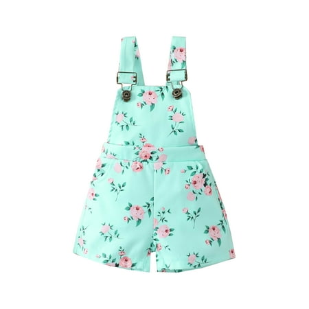 

Woshilaocai Toddler Kids Girls Summer Jumpsuit Floral Print Adjustable Shoulder Straps Bodysuit Overalls Outdoor Wear