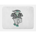 thumbnail image 1 of Hipster Bath Mat, Bulldog in Modern Bohemian Wearings and Sunglasses, Plush Bathroom Decor Mat with Non Slip Backing, 29.5" X 17.5", Grey Mint Green, by Ambesonne, 1 of 2