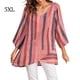 thumbnail image 1 of Sonducket Camiseta de mujer Blusa suelta de manga larga Top de rayas con cuello en V de otoño Prendas para la parte del cuerpo Rojo 5XL, 1 of 4