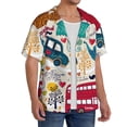thumbnail image 4 of Honeii 's London Symbols for men's short-sleeved button-up collared shirt featuring a pocket, perfect for beach vacations, and travel adventures., 4 of 5
