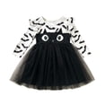 thumbnail image 4 of HNMKIU Halloween for Girls Child Girls Long Sleeve Party Dance Prints Halloween Dress Kids Casual Wear White - 5-6 Years, 4 of 8