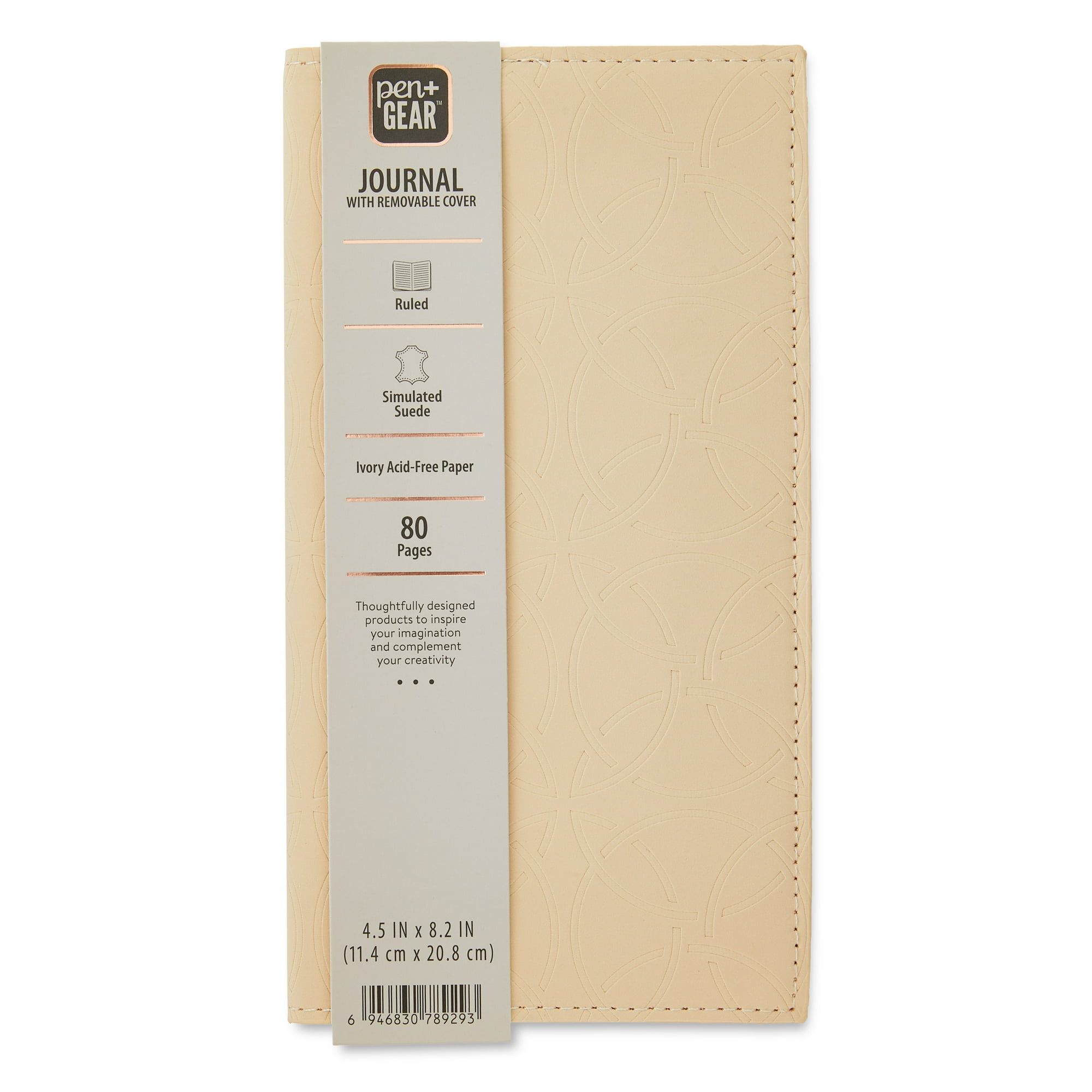 Pen+Gear Simulated Suede Journal, Dusky Taupe, 4.5 in x 8.2 in, 80 Ruled Pages