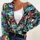 thumbnail image 2 of Chaquetas Con Cremallera De Manga Larga Hojas Estampadas Mujeres Abrigo Outwear Para Otoño E Invierno Colorido S, 2 of 5