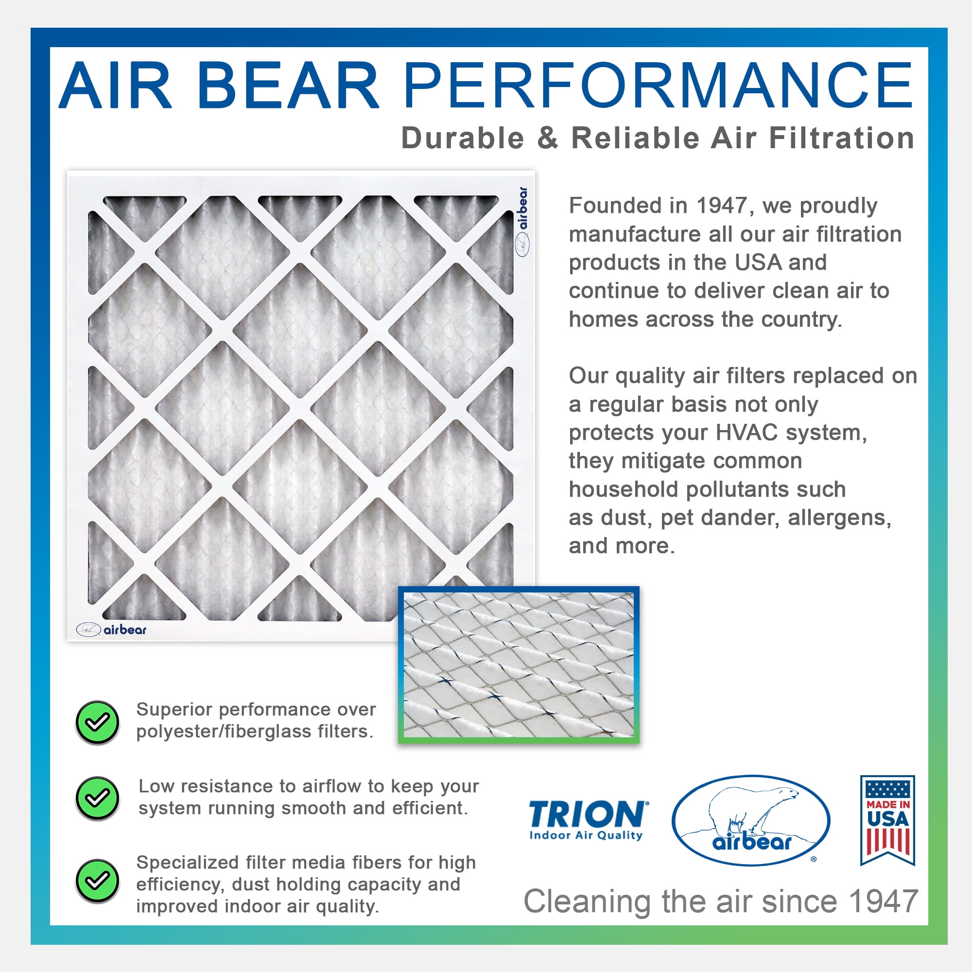 Air Bear 8x14x1 Pleated Air Filter