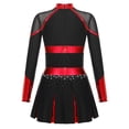 thumbnail image 2 of YONGHS Cheer Leader Costume for Girls Cheerleading Uniform Complete Outfit Halloween Dress Up Black&Red 14, 2 of 5