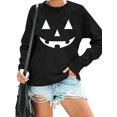 thumbnail image 1 of Chandails en Molleton Visage de Citrouille Halloween Femmes Mignon Pull Graphique Citrouille Décontracté Manches Longues Automne, 1 of 5