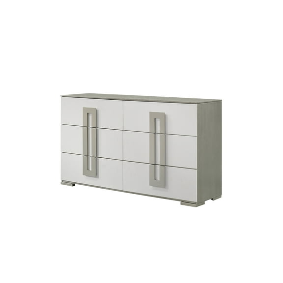 Olivia Contemporary Style Dresser with Metallic Accents Made with wood in White