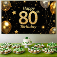 thumbnail image 6 of Elegant Gold 80th Birthday Banner Celebration Backdrop Party Decoration Photography Props Festive Event Supplies Birthday Party Decor Decors, 6 of 8