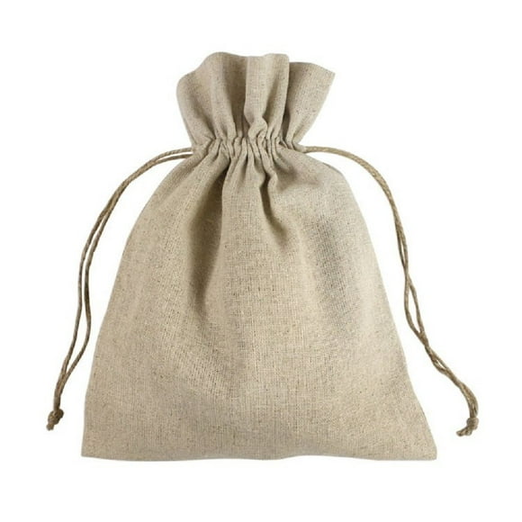 ToteBagFactory Linen Favor Bags Hemp Drawstring Cord Rustic Wedding Favor Pouches (Pack of 12) (8" x 10")