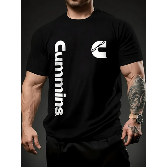 Cummins Logo Black And White Premium 100% Cotton Print T-Shirtmens Graphic Tees