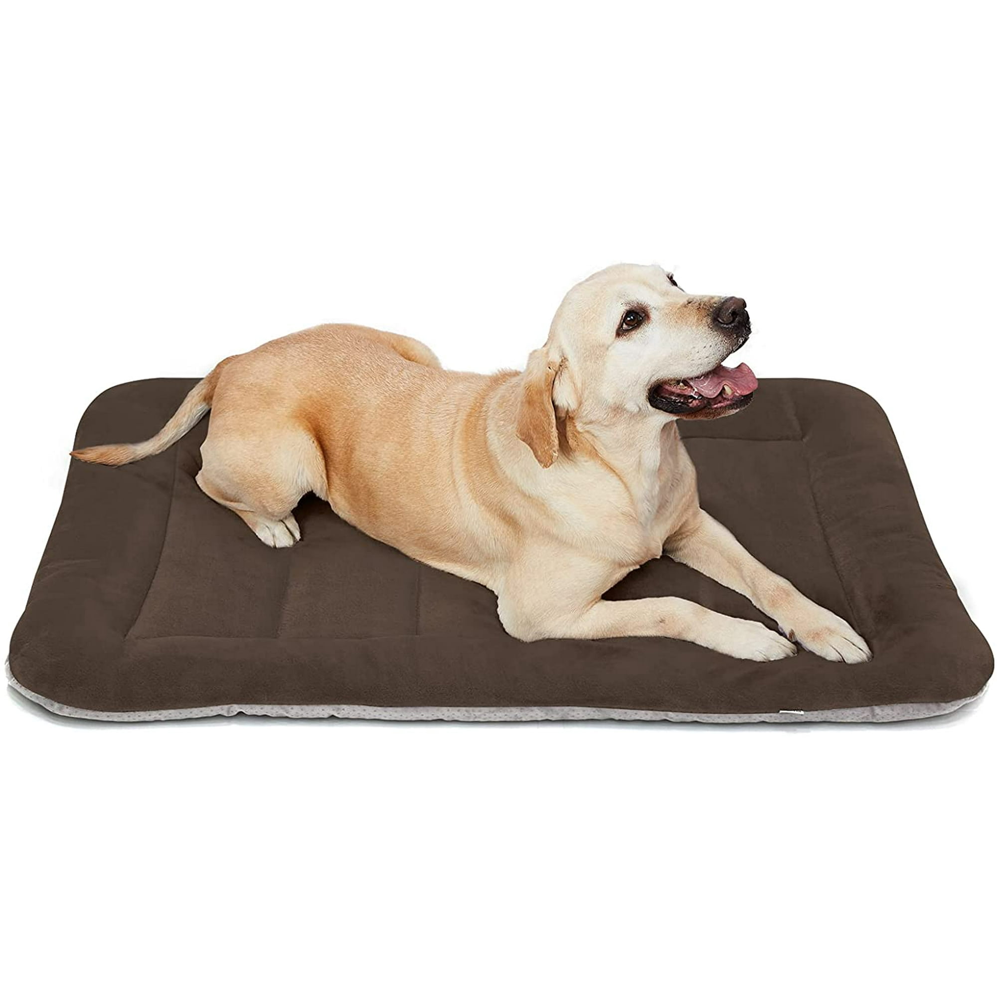 IGUOHAO Medium Dog Bed 35 inch Crate Pad Mat Washable Anti Slip Pet Beds for Sleeping Dark Brown M