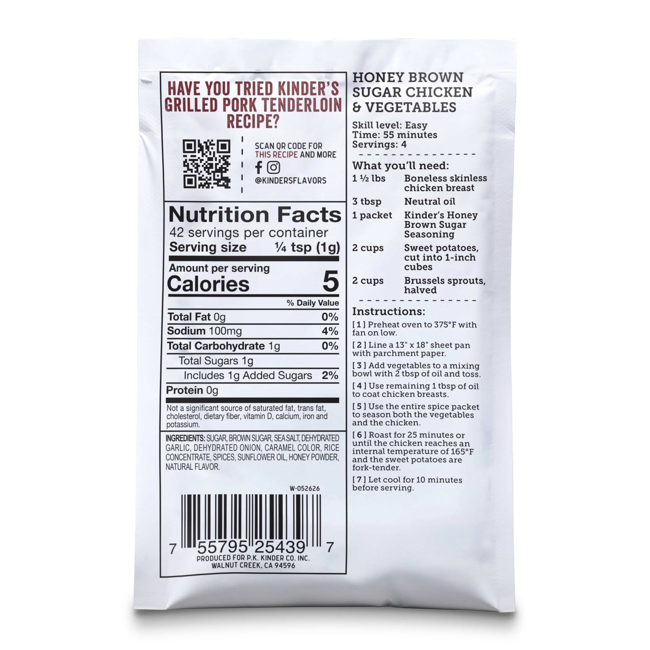 Kinder's Honey Brown Sugar Dry Seasoning, 1.5 oz Packet