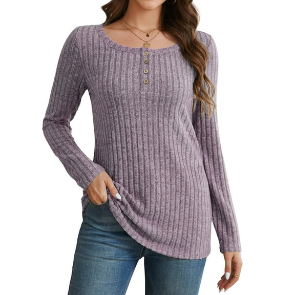 Long Sleeve Shirts for Women Casual Tunic Tops Dressy Crew Neck Pullover Fall Lightweight Sweaters