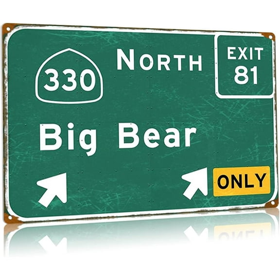 Big Bear Vintage Metal Tin Signs Exit Only Highway Directional Sign Street Wall Decor Plaque Home Garage Bedroom Wall Decor 12x18 Inches