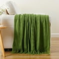 thumbnail image 3 of Green Throw Blankets,Lightweight Textured Knit Blanket with Tassels,Spring Throws,50"x60", 3 of 9