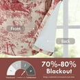 thumbnail image 4 of DriftAway Toile Linen Lined Valance Double Layer Thermal Room Darkening Blackout Window Valance Curtain for Kitchen Bathroom Farmhouse French Country Vintage Printed Pattern Single 52 x 18 Inch Red, 4 of 8
