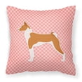 thumbnail image 2 of Carolines Treasures BB3674PW1818 Basenji Checkerboard Pink Fabric Decorative Pillow, 2 of 5