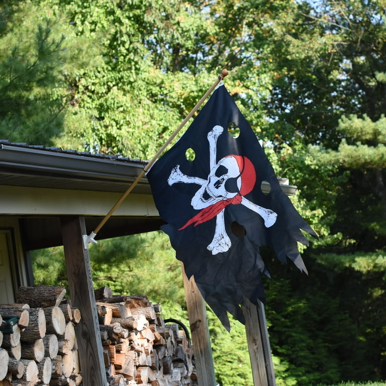 Skull and Crossbones Tattered Pirate Ship Battle Flag Skull and Crossbones Tattered Pirate Ship Battle Flag