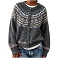 thumbnail image 2 of SeekIslan Women's Sweaters with Fair Isle Pattern Button Up Long Sleeve Knit Cardigan, 2 of 5