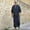 Navy, variant on Man Nightgown Mens Ethnic Robes Loose Solid Long Sleeve Loose Vintage Dress Kaftan WH/L