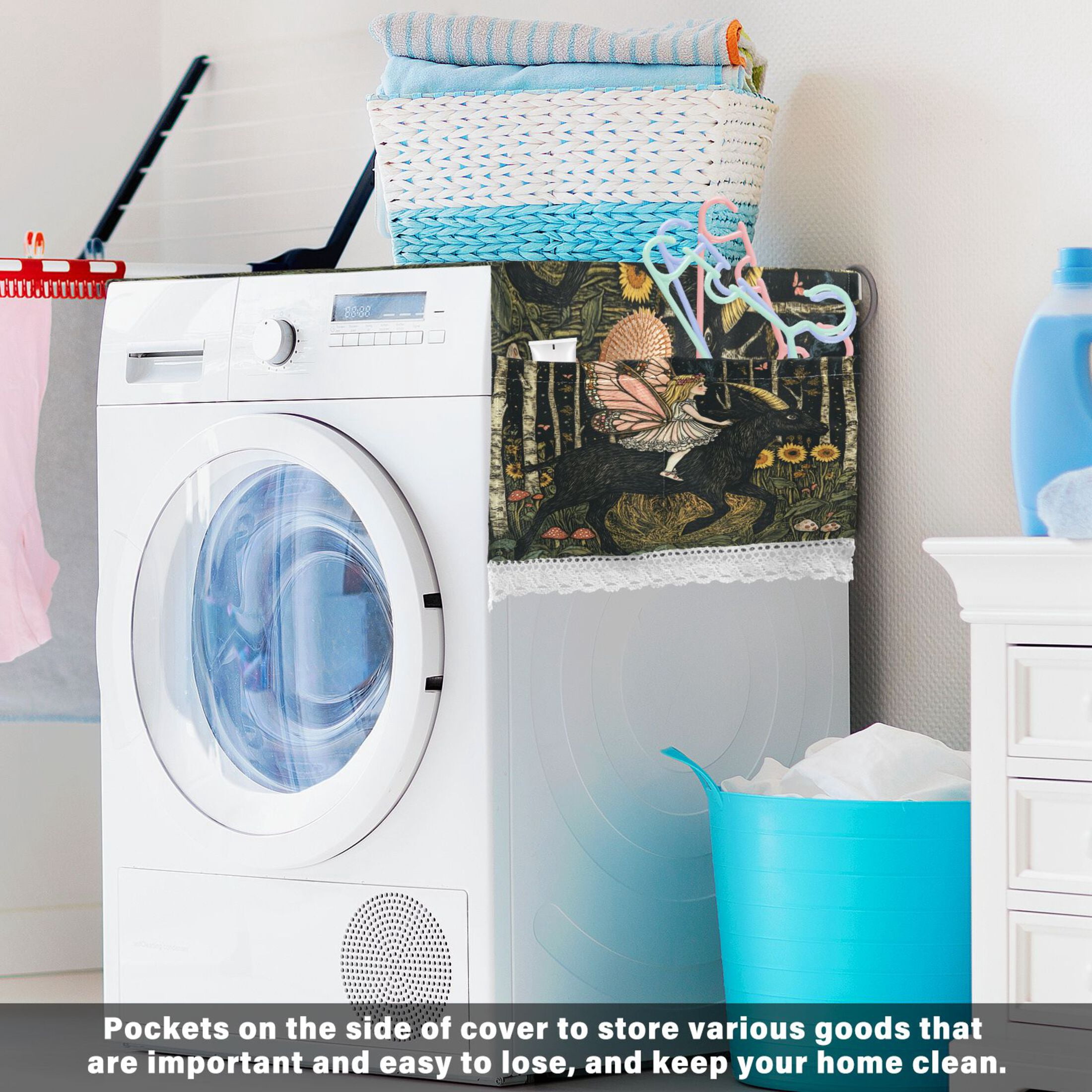 WOBOGO Butterfly Wizard Washing Machine Cloth Dryer Refrigerator Top Cover Protective Non-Slip Mat For Kitchen Laundry